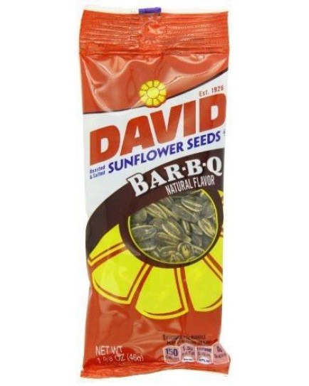 DAVID SUNFLOWER SEEDS BBQ 1 5/8 OZ - 12 CT.